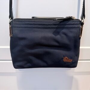 Dooney & Bourke Navy Crossbody with Brown Leather Logo